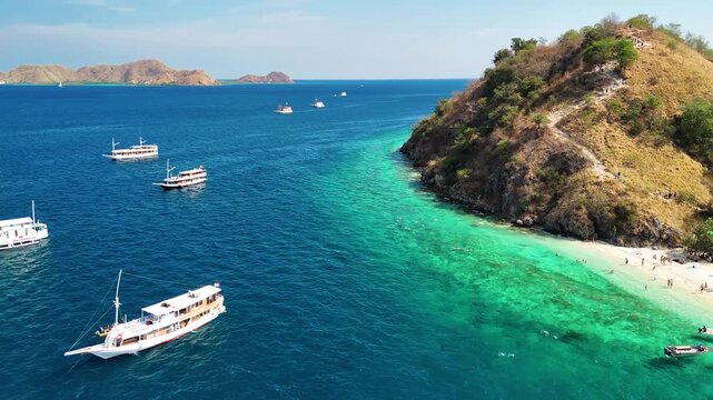Cinematic aerial shot of Pulau Kelor tropical island in