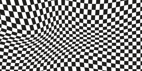 Obraz premium Wavy checkered flag background. Vector illustration