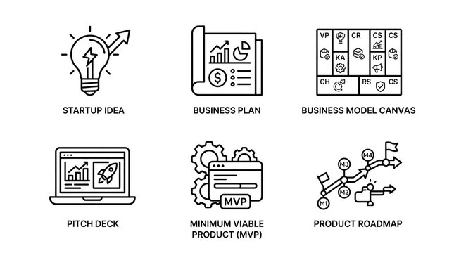 Business Startup and Strategy Planning Icon Set