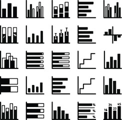 Obraz premium Pie Chart and Circular Graph Icons Set, Radial Data Visualization Elements, Business Analytics Infographic Vector Collection.Business Chart and Graph Icons Set, Data Analytics Dashboard Vector Collect