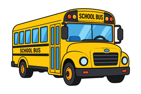 Bright yellow school bus vector illustration