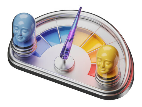 Gauge meter with emotional faces and moving pointer