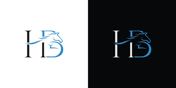 The logo design with the initial letter HB is combined with a modern and professional horse head symbol