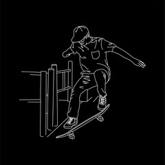 skateboard line art style vec... © Naz