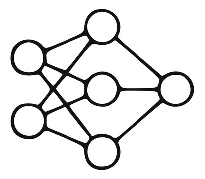 Neural network line icon. Artificial intelligence technology and automation outline concept symbol.
