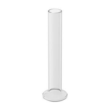Clear glass cylinder with a flat base on a white background