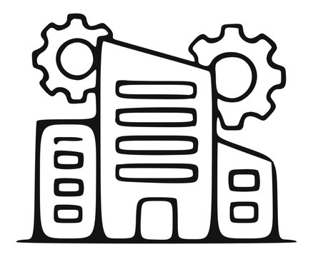 Future workplace line icon. Artificial intelligence technology and automation outline concept symbol.