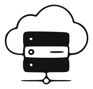 Cloud database line icon. Artificial intelligence technology and automation outline concept symbol.