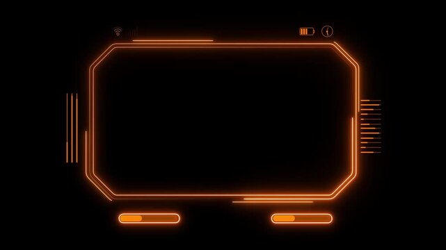 Futuristic head up display HUD interface Glowing blue digital screen template with high tech elements. neon hud ui picture frame animated.