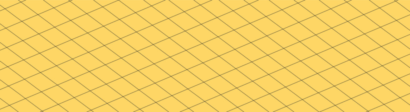 Isometric yellow grid background vector, geometric graph paper pattern, architectural technical drawing surface for engineering and design