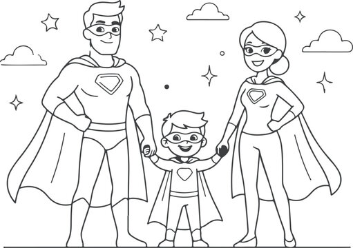 Superhero Family Standing Together