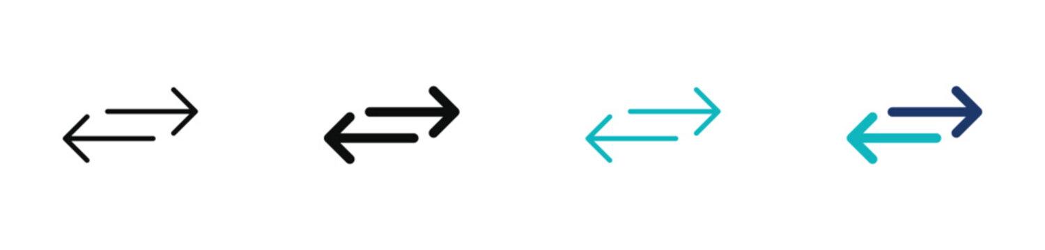
Exchange Icon, Bidirectional Arrows, Data Transfer, Swap and Transfer Symbol in Outline and Solid Style, Vector Illustration