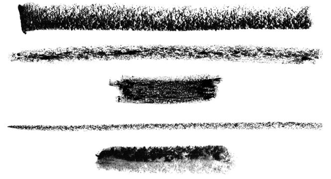 Set of charcoal pencil strokes. Hand drawn graphite texture lines on white background.