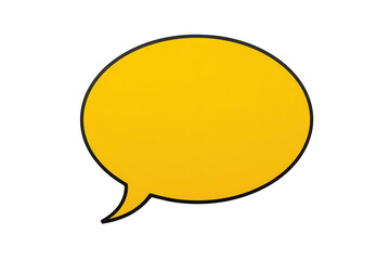 Naklejka premium Yellow oval speech bubble with black outline isolated