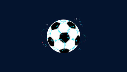 Naklejka premium Microchip soccer ball with glowing circuit traces – Ideal for smart soccer equipment, football data, or tech sports art.