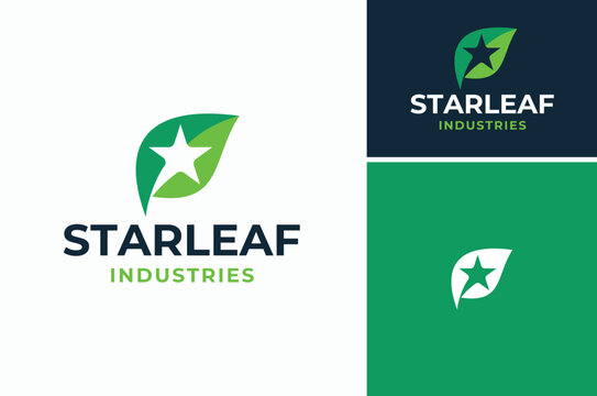 A Single Leaf with a Star Symbol in the Middle for Best Organic Food Logo Design