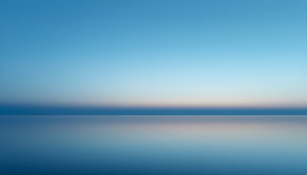 Minimal blue hour seascape with mirror-still water