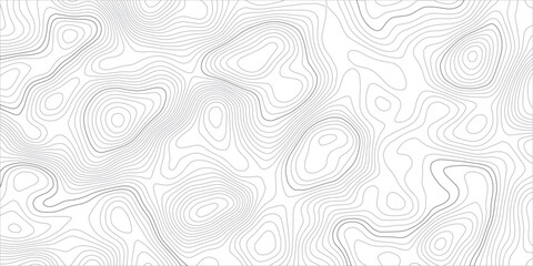 Obraz premium Abstract black and white topographic contour pattern featuring flowing terrain curves and wavy lines that resemble wood grain or fingerprint textures in a clean modern map style design.