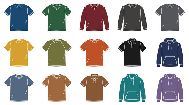 Corporate Collection of 15 Stylish T Shirts and Hoodies in Various Colors and Styles for Business Casual Attire