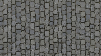 Naklejka premium Seamless grey cobblestone street pavement texture