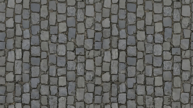 Seamless grey cobblestone street pavement texture