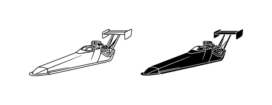 Dragster Vector Art, Speed Racing Car Silhouette, Performance Vehicle Icon