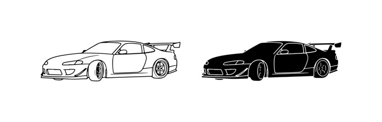 Fototapeta premium Sport Car Silhouette, Outline Vector Graphics, Racing Vehicle Design, Automotive Art