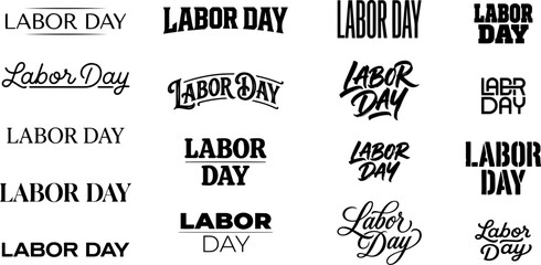 Collection of various labor day typography designs in different artistic styles for holiday celebration graphic projects © SUMAYAAKTER