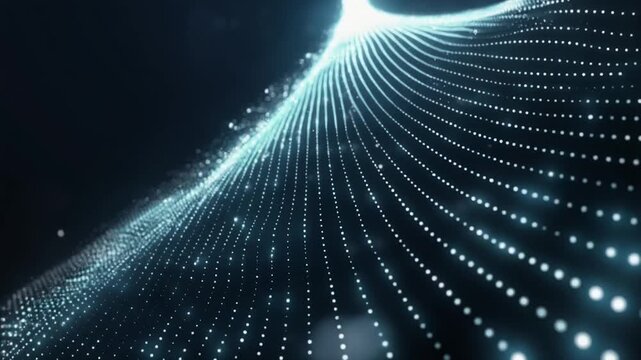 Particle trail loop with glowing dots drifting upward continuously and blur forming soft motion