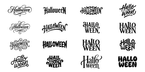 Collection of various halloween lettering designs with spooky and creative typography styles for holiday graphic projects © SUMAYAAKTER
