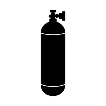Black oxygen tank icon for scuba diving