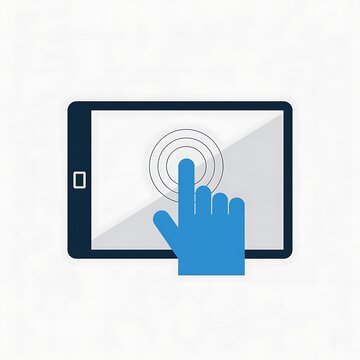 Finger touching tablet screen icon