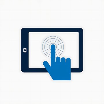 Finger touching digital tablet screen icon