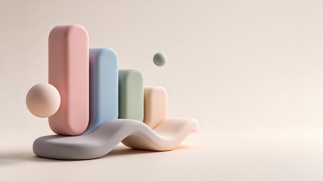Abstract 3D Claymorphism Data Visualization Concept Background