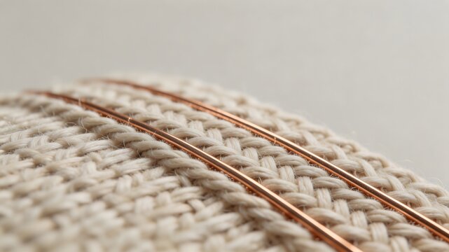 Woven Smart Textile with Metallic Copper Threads