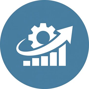 Gear icon with rising growth bar chart