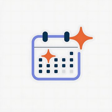 Clean calendar icon with shining star