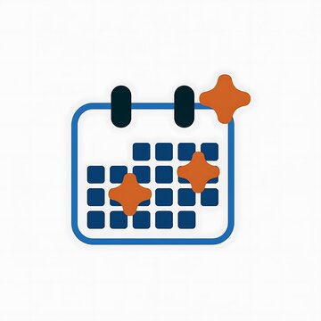 Calendar icon with shiny sparkle stars