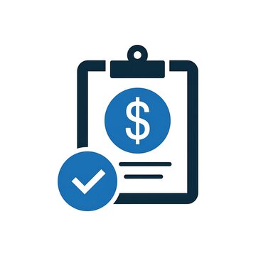 Clipboard icon with dollar sign and checkmark