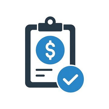 Clipboard icon with dollar sign and checkmark