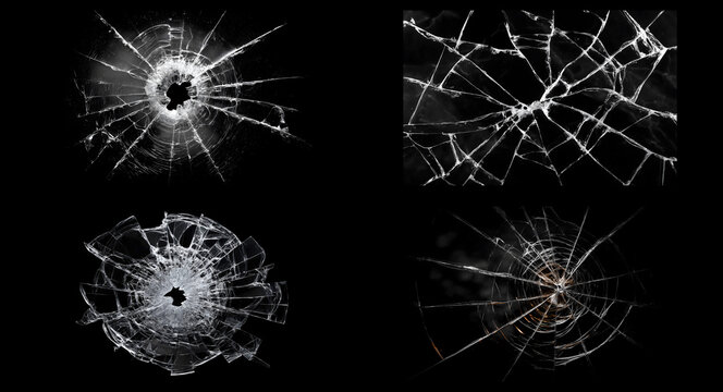 Shattered glass texture PNG overlay isolated on transparent background for creative design projects