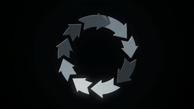 Ring of small arrows showing loading or repetitive process.