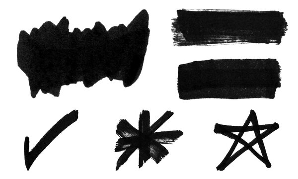 Hand drawn black marker scribble shapes PNG overlay isolated on transparent background for editing