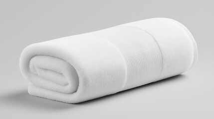 Fototapeta premium Folded gym towel with visible texture highlights comfort, cleanliness, and practicality, representing an essential accessory for fitness routines and active lifestyles. 