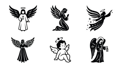 Fototapeta premium Angels and cherubs in various poses