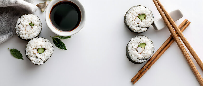 Sushi rolls with crab and cucumber on a white surface culinary presentation asian cuisine california roll stick delicious dining east food photography freshness