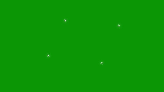 Green screen background with animated white stars transitioning from small to large and back again during a subtle camera zoom effect