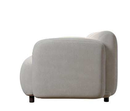Modern Curved Sofa Furniture PNG Isolated in side View