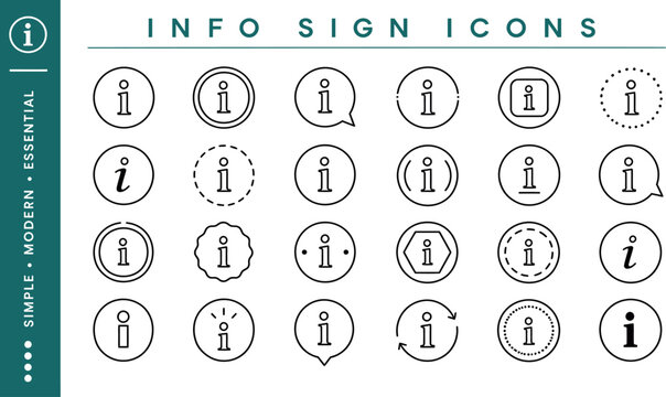 Information icon collection with outline info symbols for mobile apps dashboards and user interface design