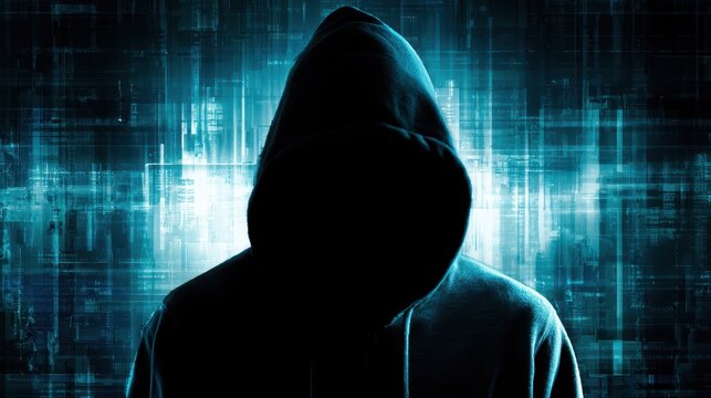 Anonymous Hooded Hacker Silhouette Representing Cybersecurity and Digital Threat
